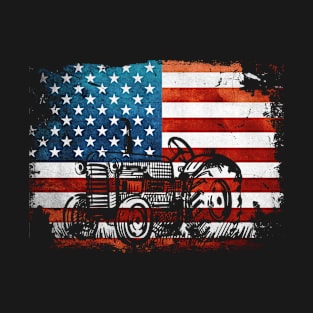 USA Flag Patriotic Tractor 4th Of July T-Shirt