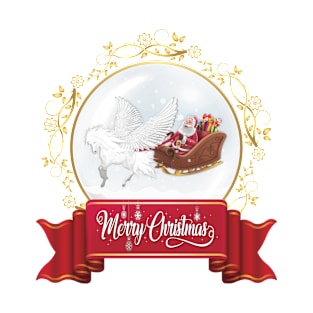 Merry Christmas Greeting. Pegasus, Helping Santa T-Shirt