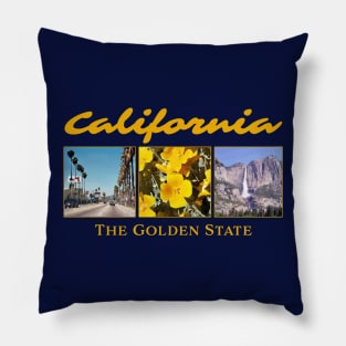 California - The Golden State - Hollywood, California Poppies, Yosemite National Park Pillow