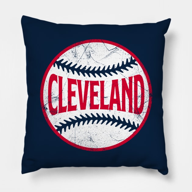 Cleveland Retro Baseball - Navy Pillow by KFig21