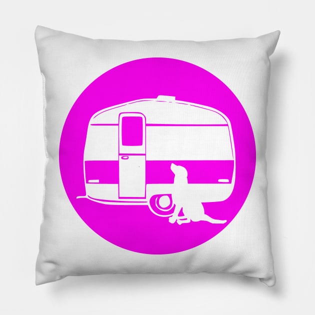 ALL YOU NEED A DOG A CARAVAN PINK Pillow by MarniD9