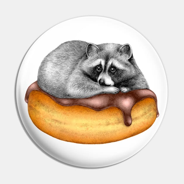 Doughnut Addicted Trash Panda Pin by PerrinLeFeuvre