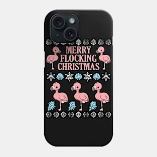 Flamingo Dancing With Snow Fish Merry Flocking Christmas Day Phone Case