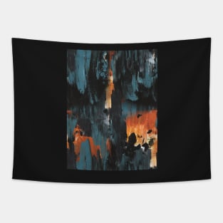 New dawn rusty orange - fluid painting pouring image in teal, black and orange Tapestry