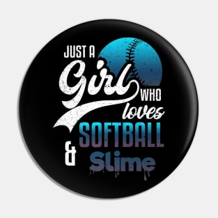 Girl Softball Slime Love Sport And Baseball Player Pin