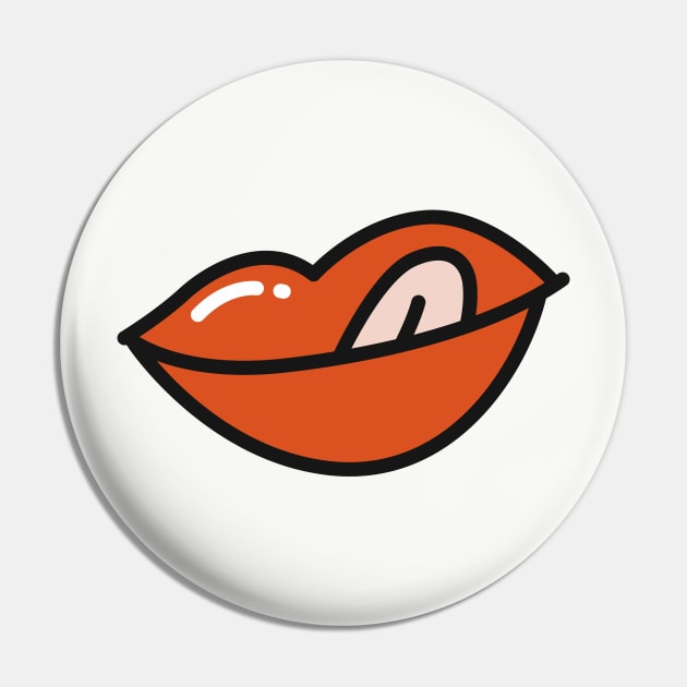 Red Lips - Tongue Sticking Out Pin by souloff