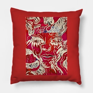 Face Block Print Pillow