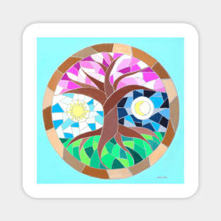 Cherry blossom tree in mosaic Magnet