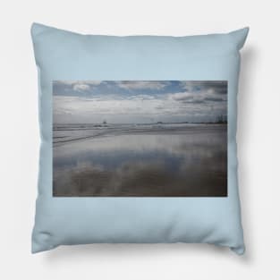 Daybreak in silver and blue Pillow