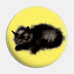 Sleeping Black Fluffy Cat Pin