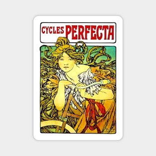 Cycles Perfecta 1897 Woman & Bicycle, Alfons Maria Mucha Magnet