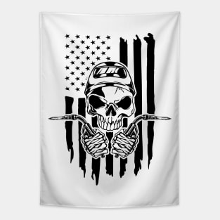 Welding American Welder Skull USA Flag Tapestry