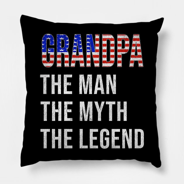 Grand Father American Grandpa The Man The Myth The Legend - Gift for American Dad With Roots From  America Pillow by Country Flags