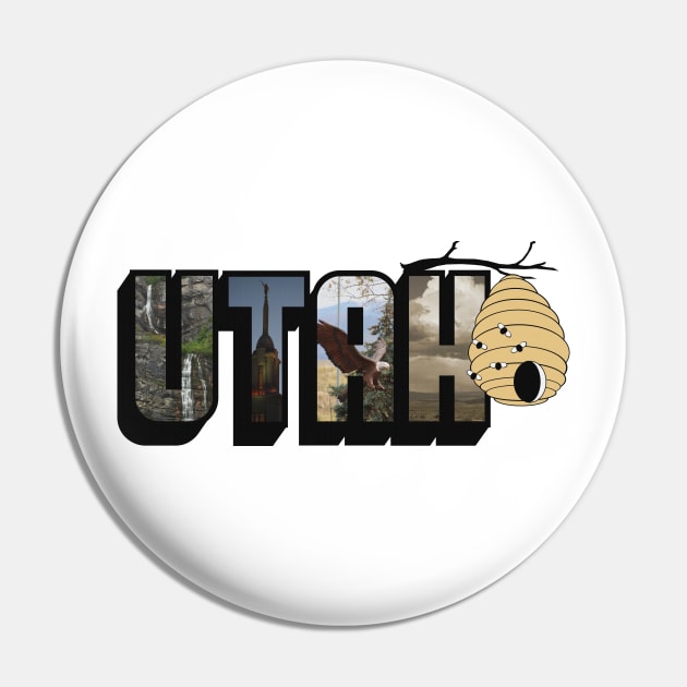 Utah The Beehive State Big Letter Pin by ButterflyInTheAttic