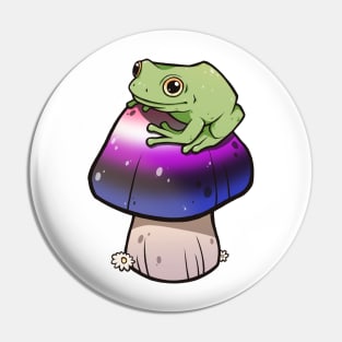 Genderfluid Pride Mushroom Frog Pin