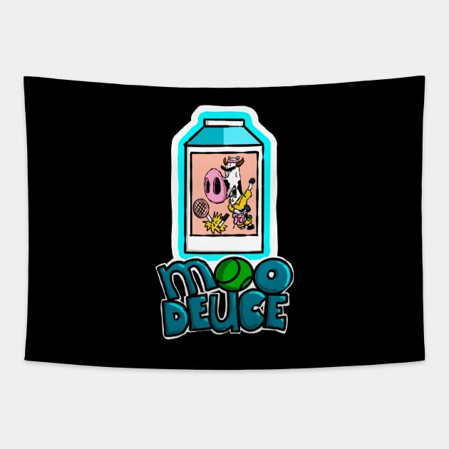 Moo Deuce Tennis Cute Cow Animal Lover Tapestry by Kev Brett Designs