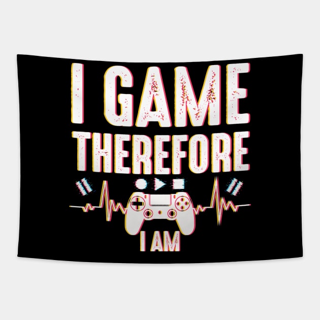 I Game Therefore I Am Tapestry by NoBreathJustArt