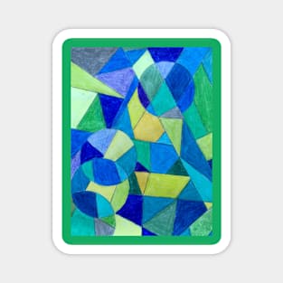 Geometric Greens Yellows and Blues Magnet