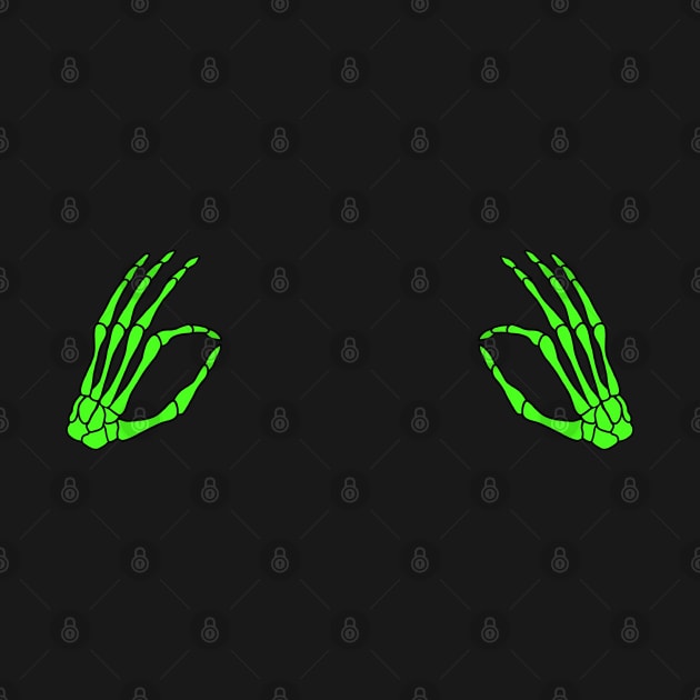 Two Neon Green Skeleton Hands by bloomingviolets