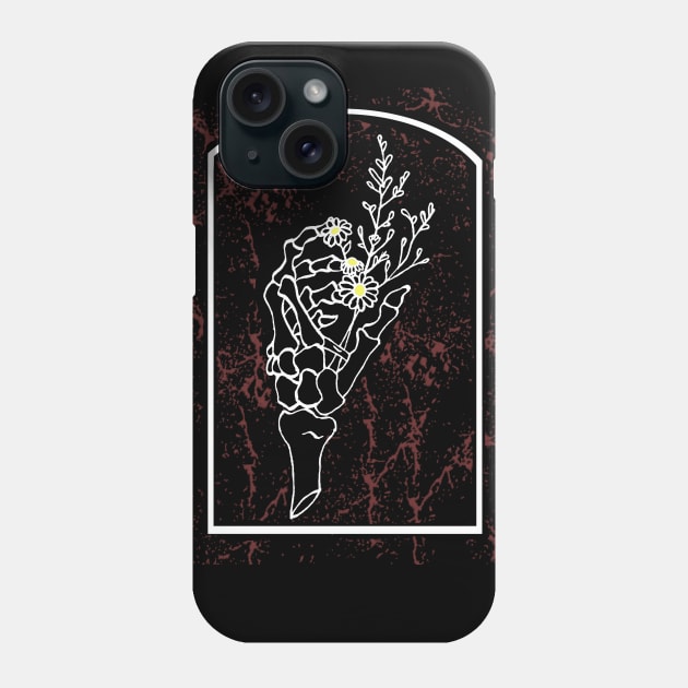 Skeleton Daisy Hand Phone Case by deadlydelicatedesigns