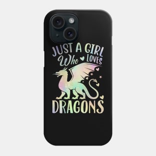 Just A Girl Who Loves Dragons Blue Golden Touched Rainbow Phone Case