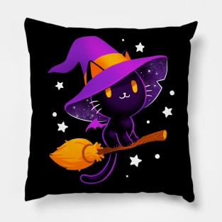 Witch cat - Black magic cat - cute spooky Pillow