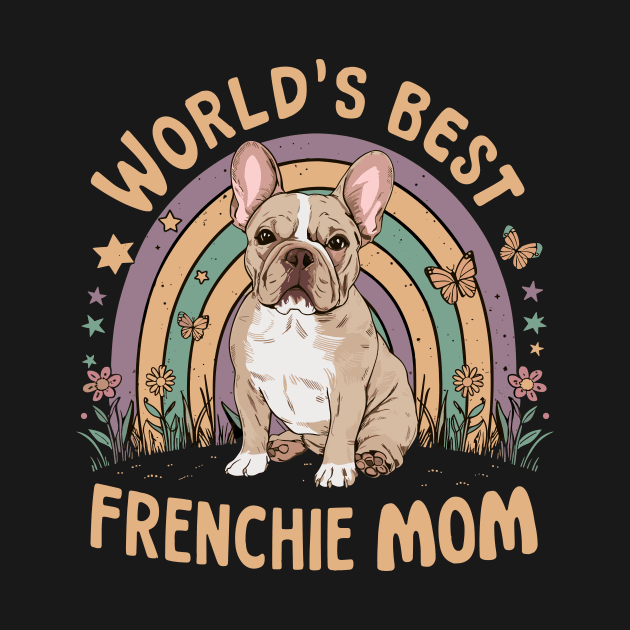 World's Best Frenchie Mom Colorful Rainbow and Butterflies by Indigo Lake