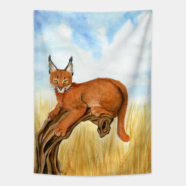 Caracal Watching You - Background Tapestry by TehNessa