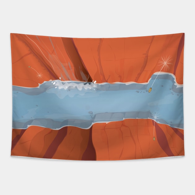 Cartoon Flooded Canyon Tapestry by nickemporium1