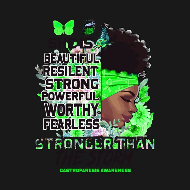 Gastroparesis awareness black girl she is beautiful stronger than storm Support Gift by Benjie Barrett