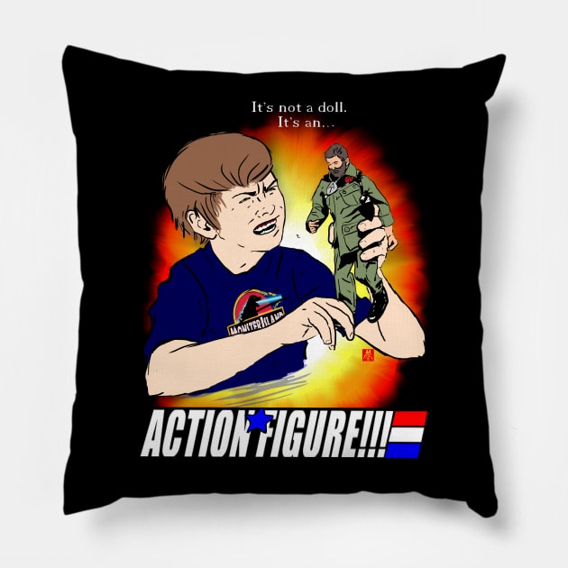 It's an ACTION FIGURE!!! Pillow by PickledGenius