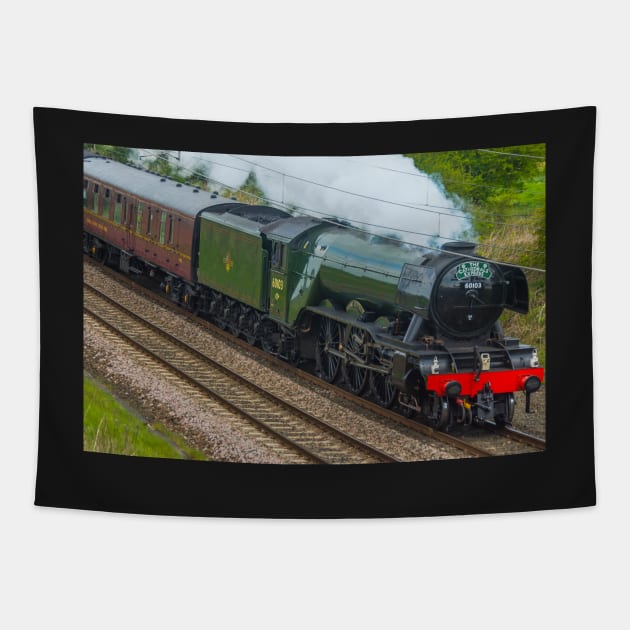 The World Famous Flying Scotsman Tapestry by tynesidephotos