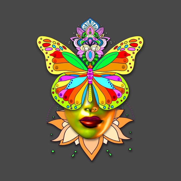 Creative Mandala Butterfly Woman Face 3 by vidka91@yahoo.com