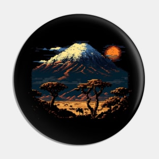 Mount Kilimanjaro Pixel Art Pin