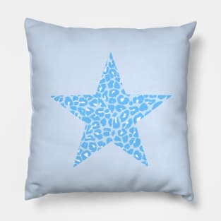 Baby Blue, Leopard Cheetah Print Spots Pillow