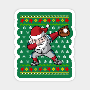 Santa Claus Baseball Player Ugly Christmas Sweater Magnet