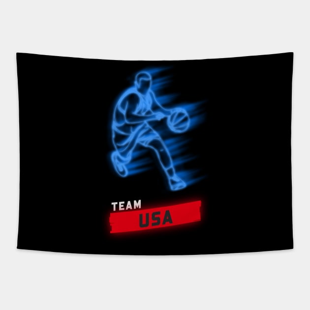 Team USA - Basketball Tapestry by FullMoon