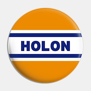 Holon City in Israel Flag Colors Pin