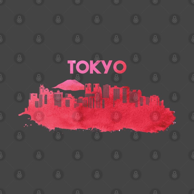 Watercolor Tokyo Skyline by MimicGaming