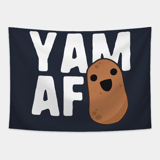 Yam AF Funny Potato T-Shirt Vegetarian Food Humor Kawaii Tapestry by 14thFloorApparel