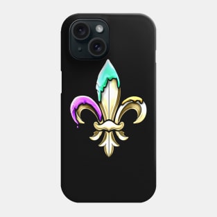 Golden fleur de lis with purple green and golden colored tips. Phone Case