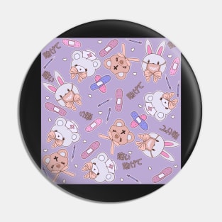 Ouch Nurse Stuffies on Dull Purple Pin