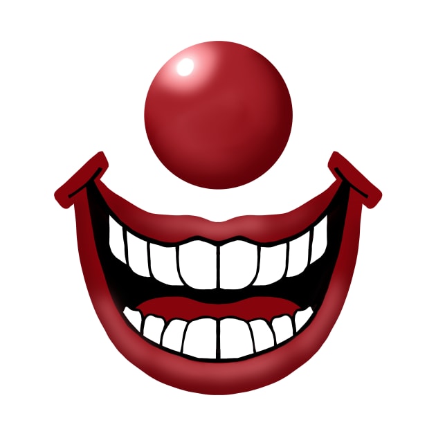 Funny clown red nose and smile with white teeth by galaxieartshop