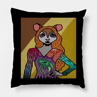 drawing beautiful hamster lady with dress Pillow