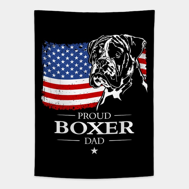 Proud Boxer Dog Dad American Flag patriotic dog Tapestry by wilsigns