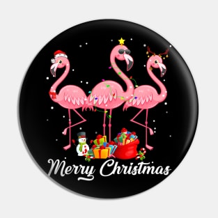 Funny Christmas Flamingo Reindeers Christmas Lights Pajama Pin