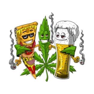 Weed Beer and Pizza Stoners T-Shirt