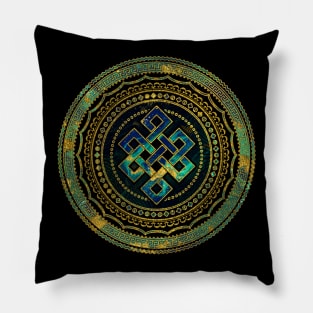 Marble and Abalone Endless Knot  in Mandala Decorative Shape Pillow