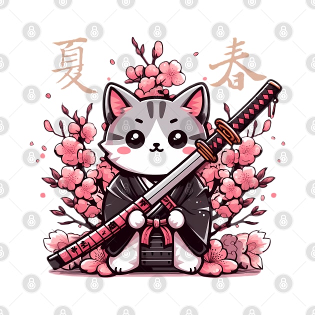 katana cat japanese culture by IA.PICTURE