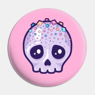 Cute Kawaii skull with sugar crystal hair Pin